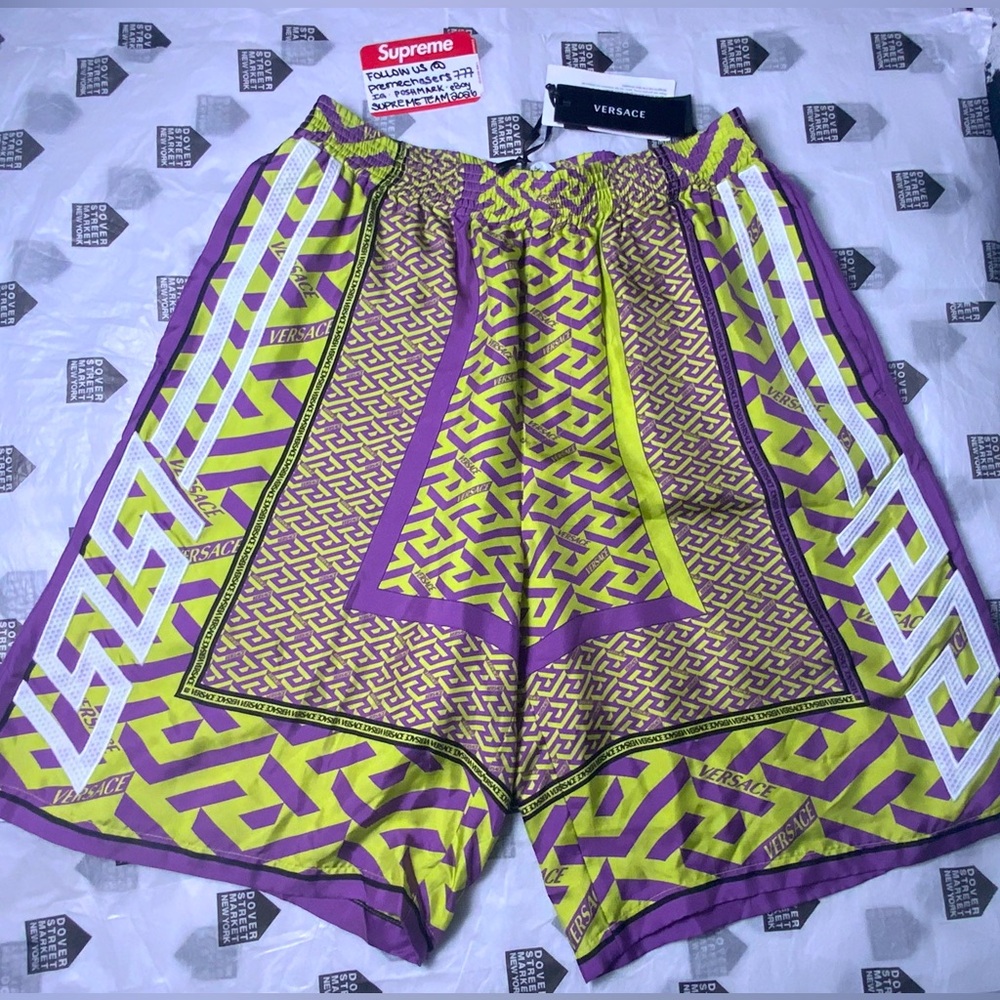 Versace La Greca Silk Basketball Shorts NWT